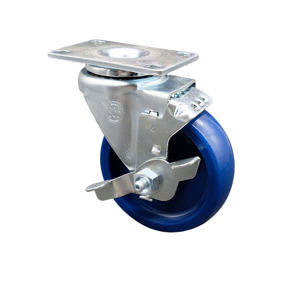 Service Caster Solid Polyurethane Swivel Top Plate Caster with Brake
